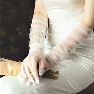 White tulle gloves
